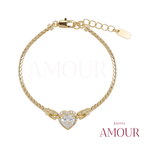 Pulsera Corazón Laminada en Oro 14k Italiano