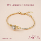 Pulsera Corazón Laminada en Oro 14k Italiano