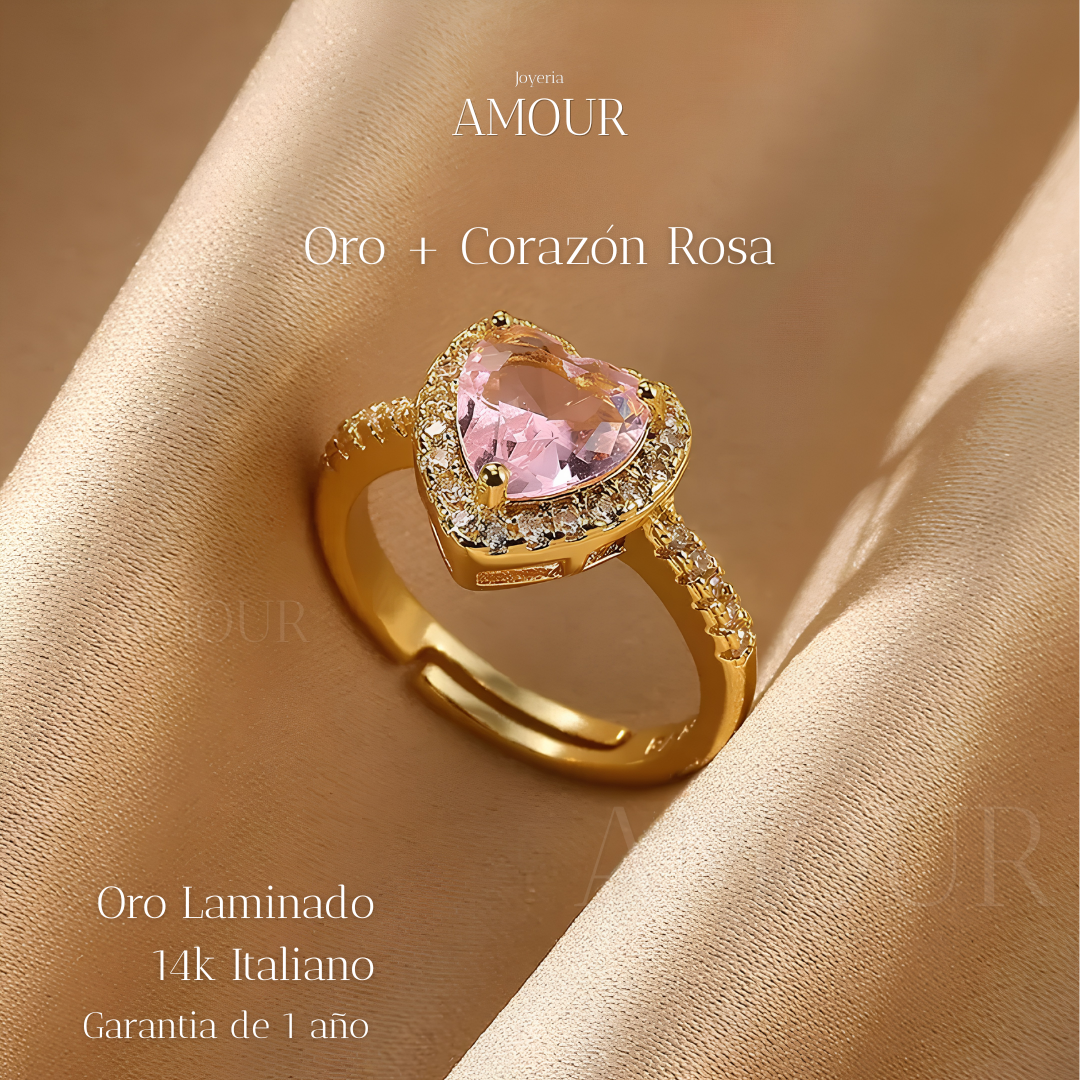 Anillo Dulce Corazon Laminado en Oro blanco, rosa y amarillo