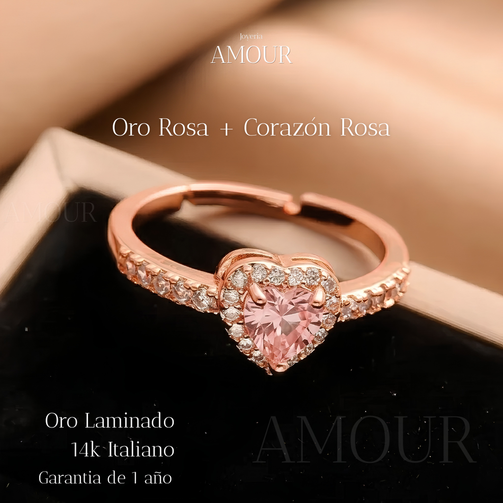 Anillo Dulce Corazon Laminado en Oro blanco, rosa y amarillo